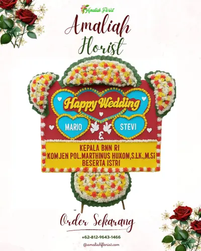 Karangan Papan Bunga Pernikahan di Gelang